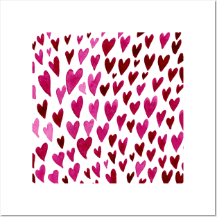 Valentines day hearts explosion - pink and red Posters and Art